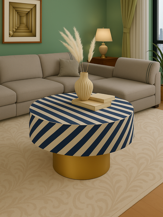 Inlay Round Coffee Table-Waterfall