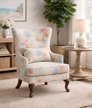 Esten Floral Wingback Accent Chair