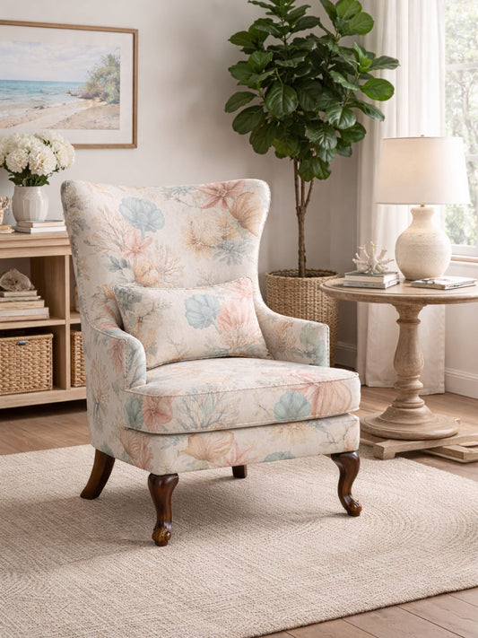 Esten Floral Wingback Accent Chair