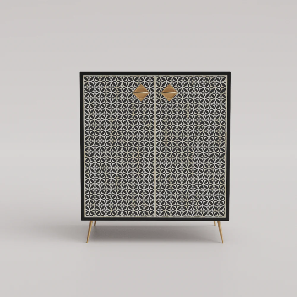 Inlay Storage Cabinet - Geometric Floral
