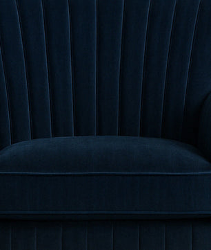Detailed Tufted Super Comfy Navy Blue Velvet Sofa Lounge Chair