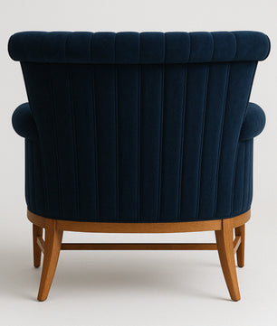 Detailed Tufted Super Comfy Navy Blue Velvet Sofa Lounge Chair