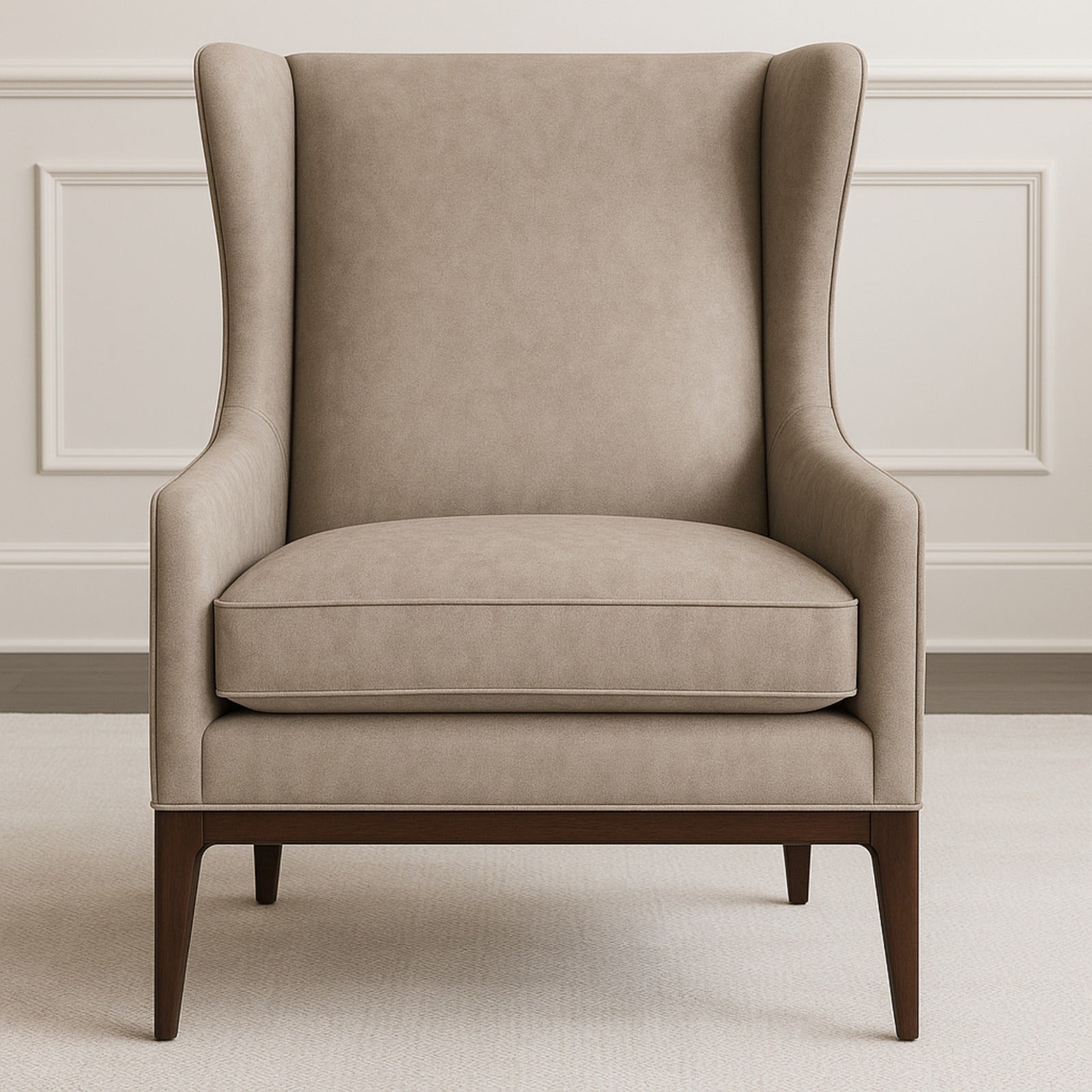 Minimalist Olive Green Thick Padded Velvet Sofa Lounge Chair with Cushion