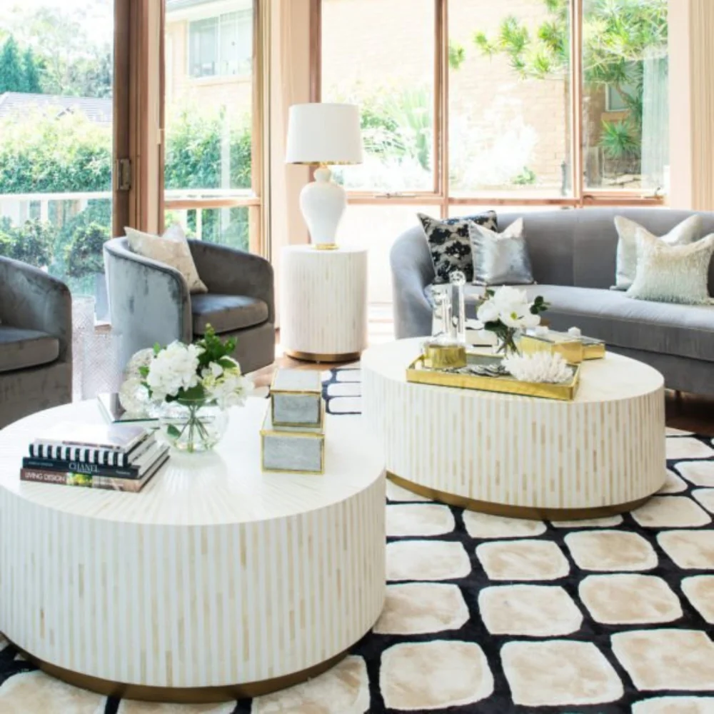 Inlay Round Coffee Table- Makayla