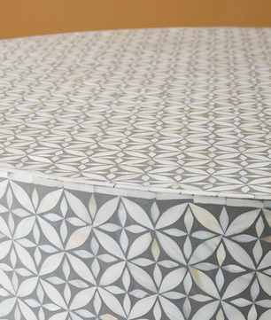 Inlay Round Coffee Table- Geomertric Flower