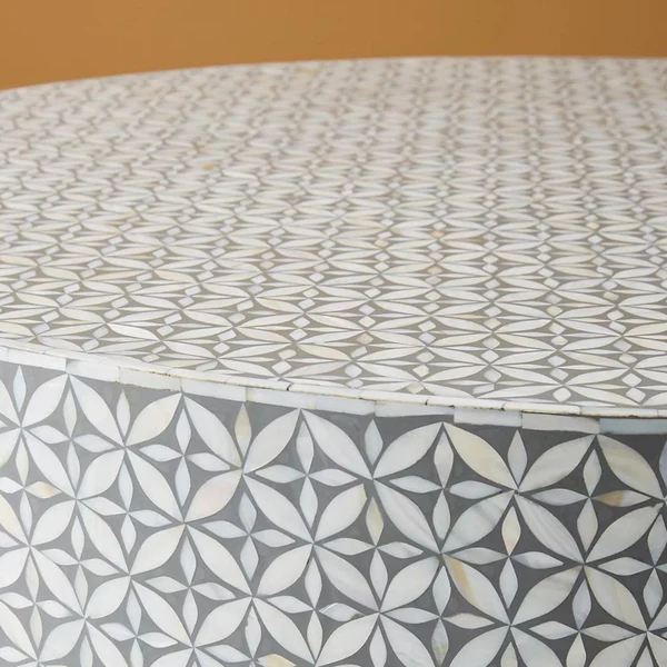 Inlay Round Coffee Table- Geomertric Flower