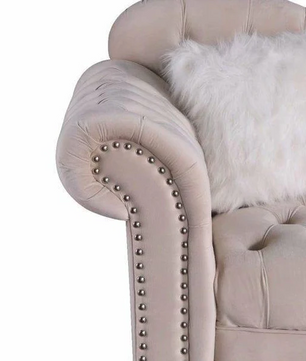 Luxury Classic America Chesterfield Tufted Camel Back Armchair Living Room Sofa, Beige