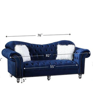 Luxury Classic America Chesterfield Tufted Camel Back Armchair Living Room Sofa, Blue