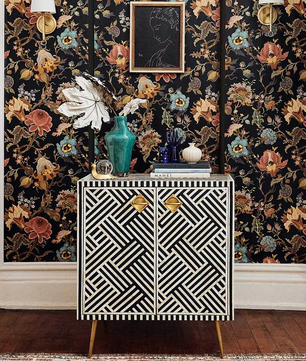 Inlay Storage Cabinet-Chevron