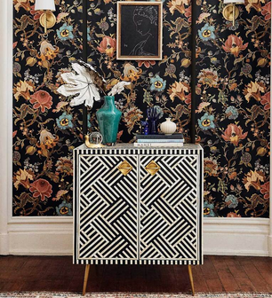 Inlay Storage Cabinet-Chevron