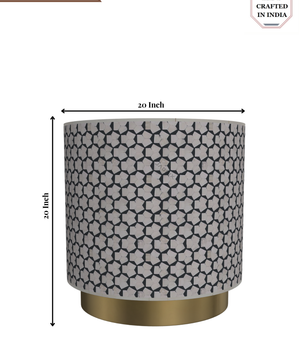 Inlay Drum Side Table with Base - Targua
