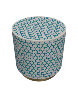 Inlay Drum Side Table with Base - Targua