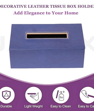 Leather Tissue Box- Navy Blue