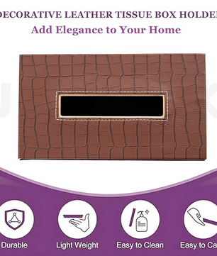 Leather Tissue Box-Tan Brown