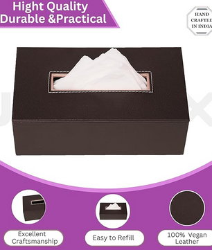 Leather Tissue Box- Black