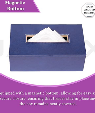 Leather Tissue Box- Navy Blue