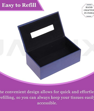 Leather Tissue Box- Navy Blue
