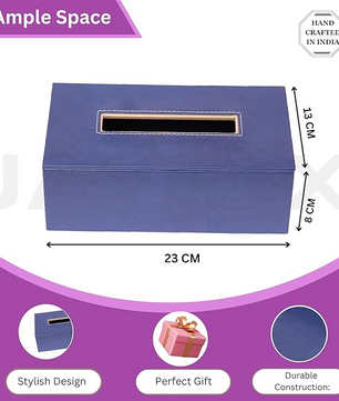 Leather Tissue Box- Navy Blue