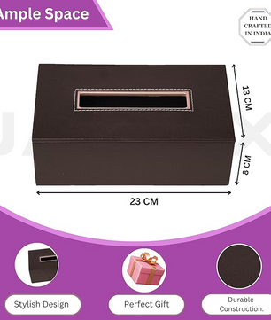 Leather Tissue Box- Black