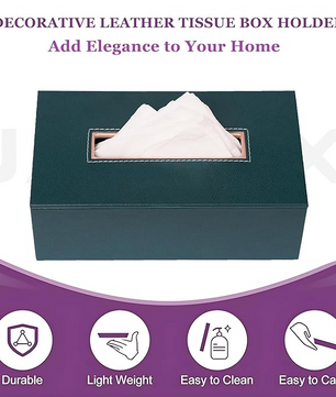 Leather Tissue Box-Bottle Green