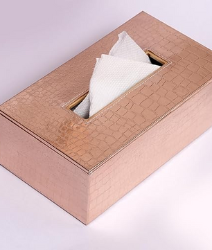 Leather Tissue Box-Rose Gold