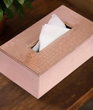 Leather Tissue Box-Rose Gold