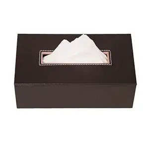 Leather Tissue Box- Black
