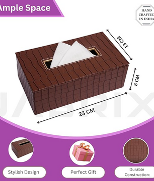 Leather Tissue Box-Tan Brown