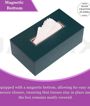 Leather Tissue Box-Bottle Green