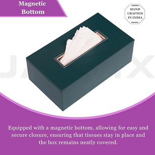 Leather Tissue Box-Bottle Green