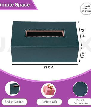 Leather Tissue Box-Bottle Green