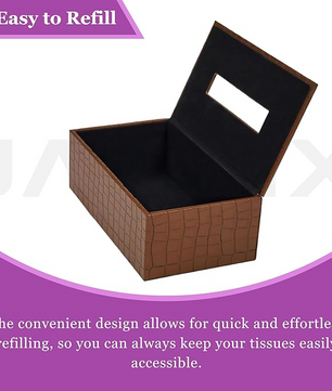 Leather Tissue Box-Tan Brown