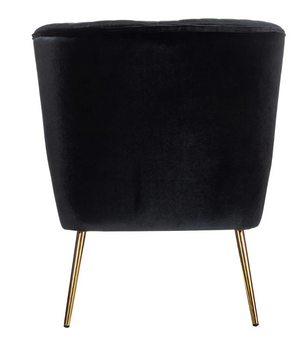 Classic Style Curved Back Black Velvet Accent Chair