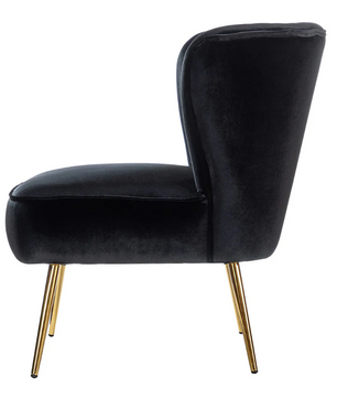 Classic Style Curved Back Black Velvet Accent Chair