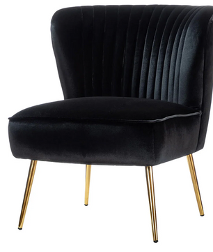 Classic Style Curved Back Black Velvet Accent Chair