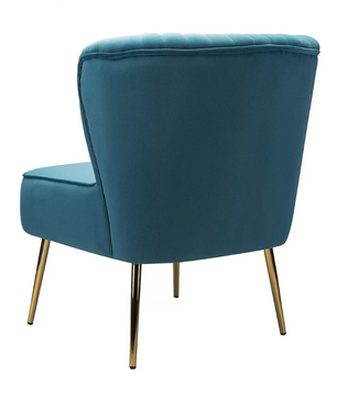 Classic Style Curved Back Blue Velvet Lounge Chair