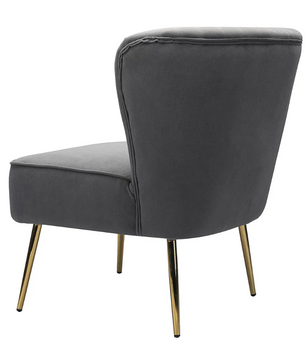 Classic Style Curved Back Grey Velvet Accent Chair
