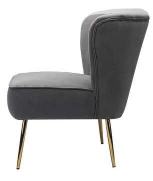 Classic Style Curved Back Grey Velvet Accent Chair