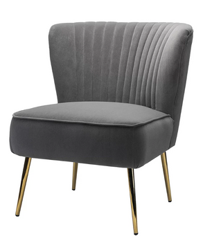 Classic Style Curved Back Grey Velvet Accent Chair