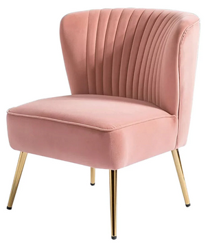Classic Style Curved Back Pink Velvet Accent Chair