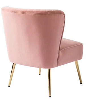 Classic Style Curved Back Pink Velvet Accent Chair