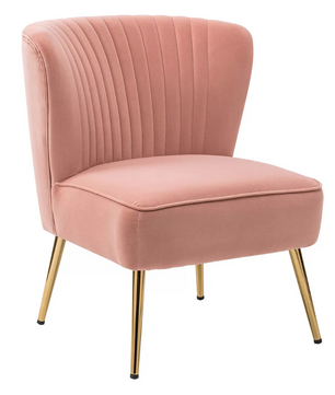 Classic Style Curved Back Pink Velvet Accent Chair
