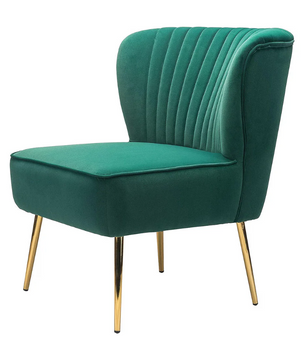 Classic Style Curved Back Teal Velvet Lounge Chair
