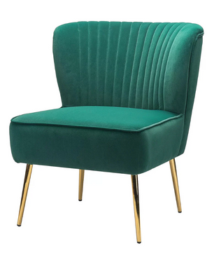 Classic Style Curved Back Teal Velvet Lounge Chair