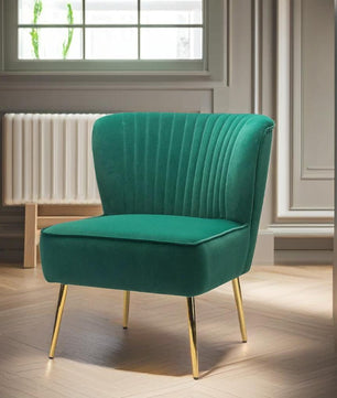 Classic Style Curved Back Teal Velvet Lounge Chair