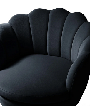 Shell Motif Luxury Design Black Velvet Lounge Chair